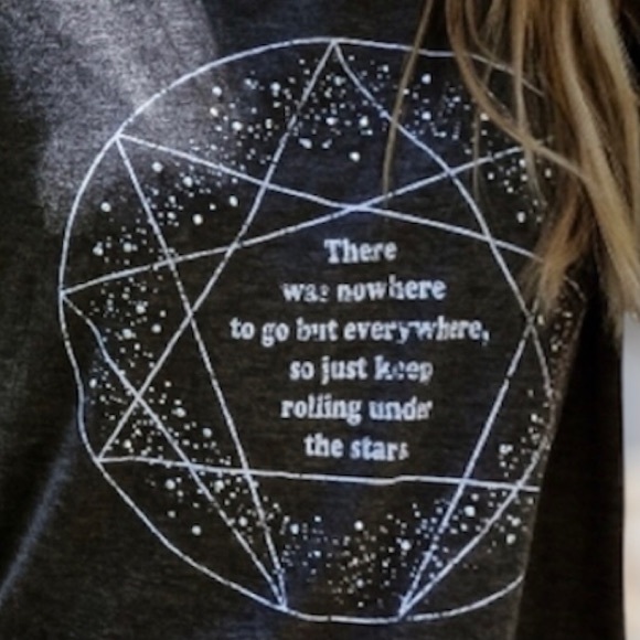 LAST ONE Rolling Under The Stars Sparkly Rhinestone Short Sleeve Graphic Tee - Picture 5 of 8